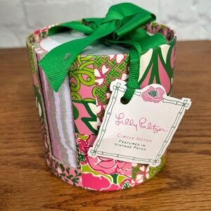 LILLY PULITZER Circle Notes Paper Vtg NEW Patch Pink Green Floral Butterfly Bow